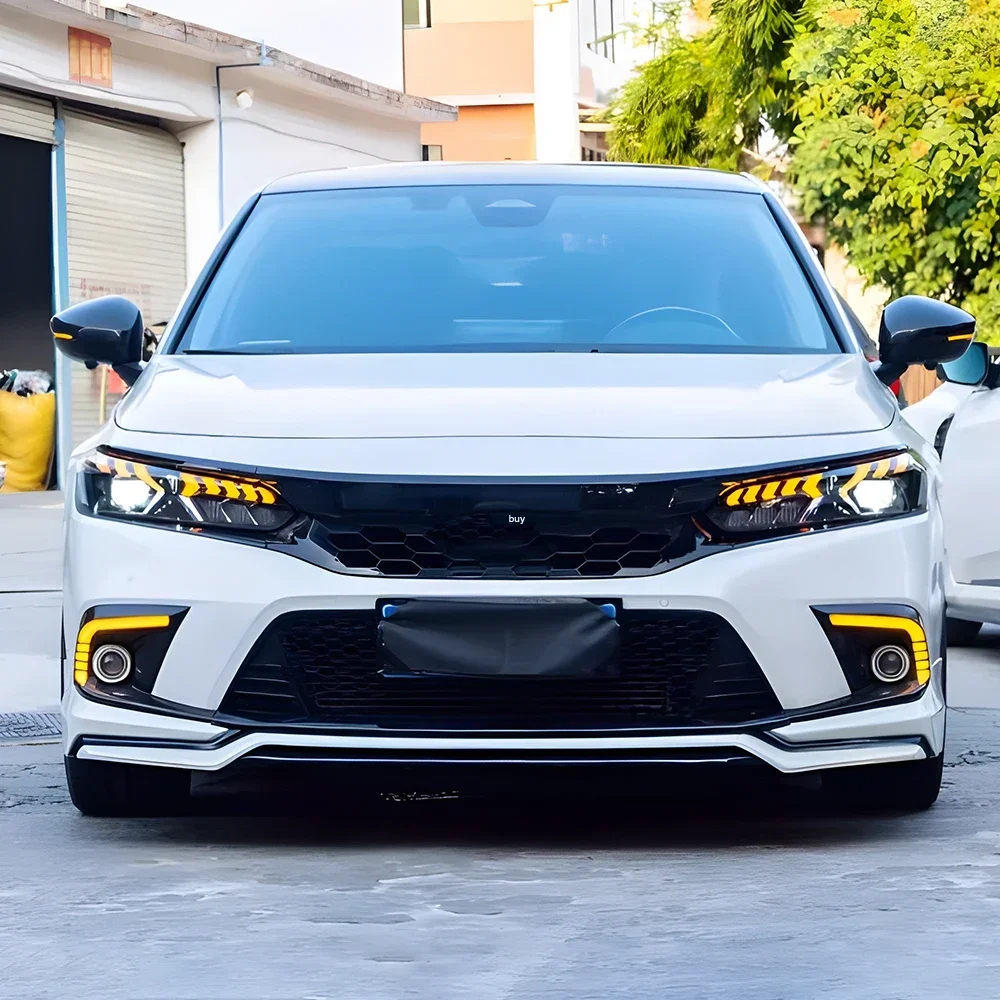 

Автомобильные фары для Honda civic X1 11th 2022-2023, светодиодные передние фонари автомобиля в сборе, обновленный динамический объектив проектора, аксессуары для инструментов