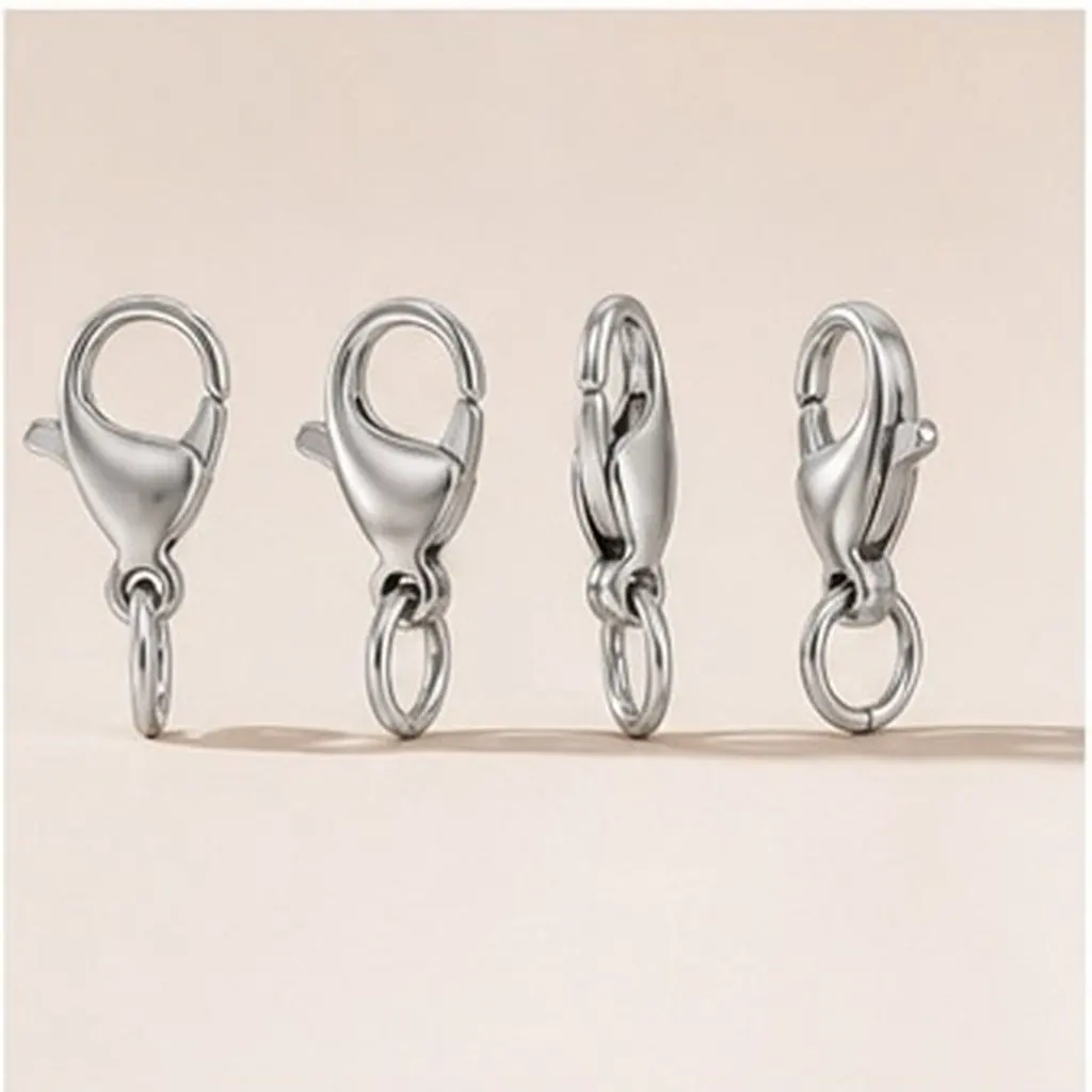 25Pcs Strong Stainless Steel Lobster Clasps Double Claw Fastening Buckle for DIY Handicrafts Necklace Bracelet Anklet Extension