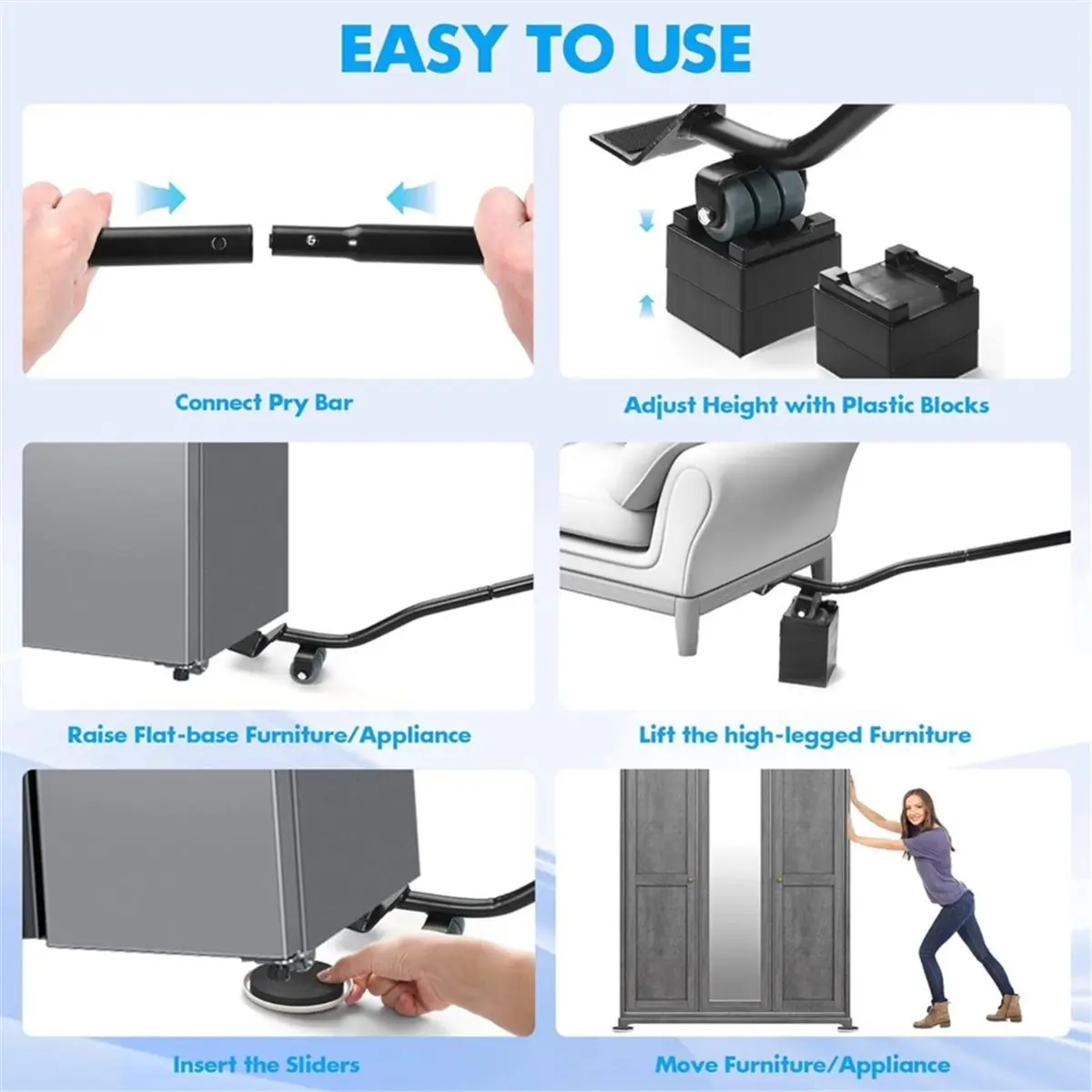 Utility Design Furniture Lifter Tool + 8-Pack of 3.5
