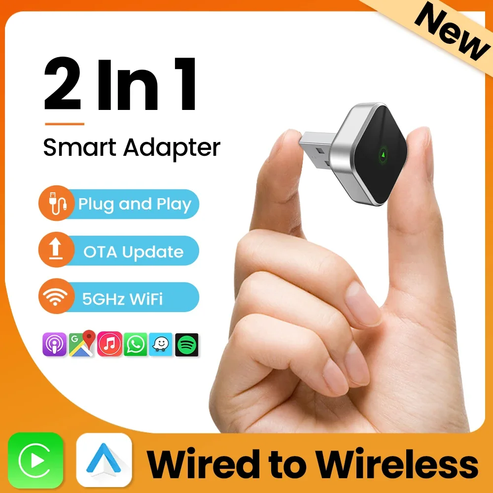 

2025 Беспроводной адаптер CarPlay Android Auto USB Dongle Smart Mini Box Plug And Play 5G WIFI Bluetooth для 98% проводных автомобилей Carplay