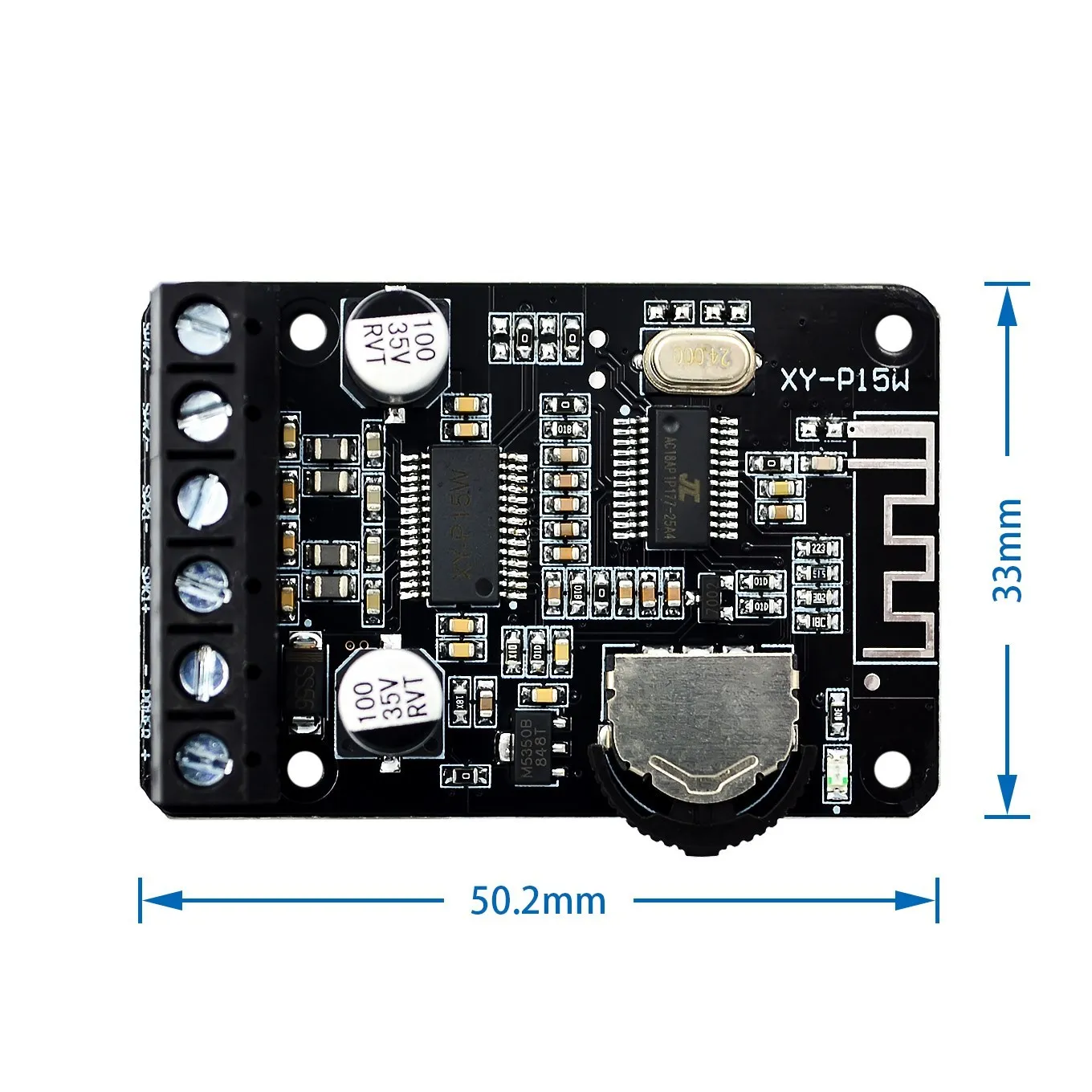 10W/15W/20W Stereo Bluetooth Amplifier Board 12V/24V High Power Digital Amplifier Module XY-P15W