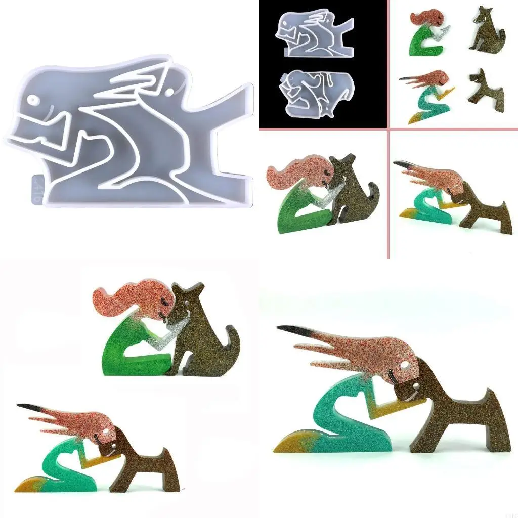 

Мультяшная девушка поцелуй собаки, форма для эпоксидной смолы, силиконовая форма для рукоделия, полимерная подвеска «сделай сам»