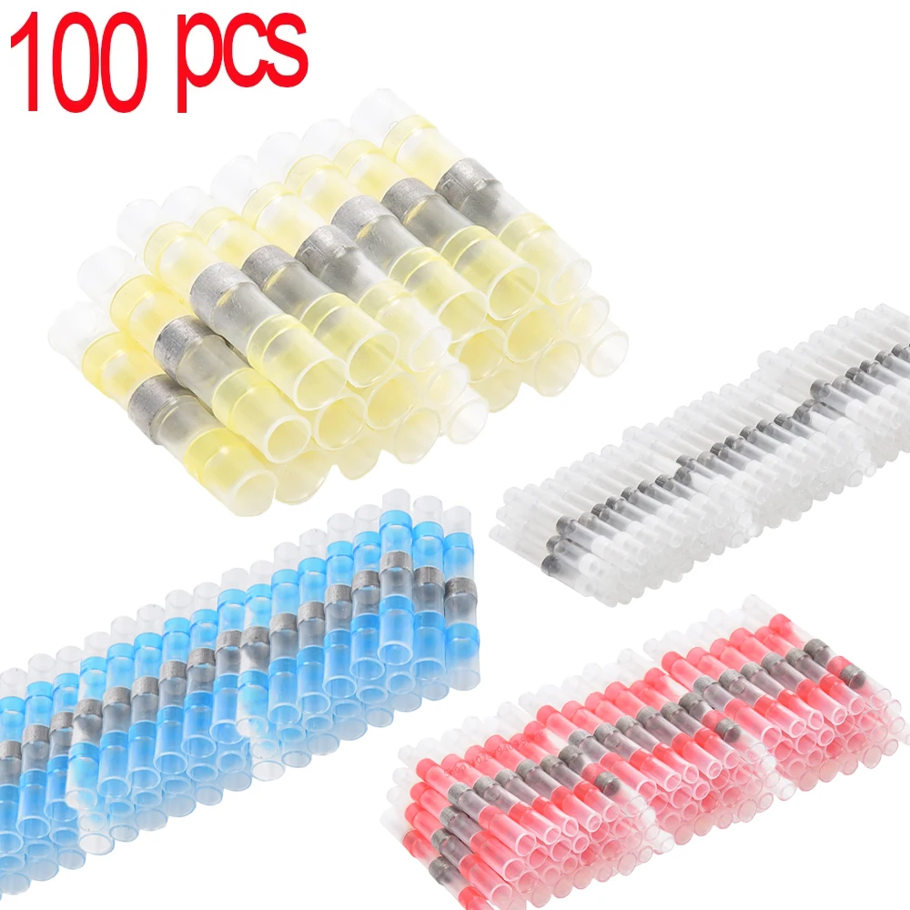 200/100/50Pcs Waterproof Solder Seal Heat Connector Shrink Butt Connectors Lug Terminals Electrical Wire Car Insulated Terminal