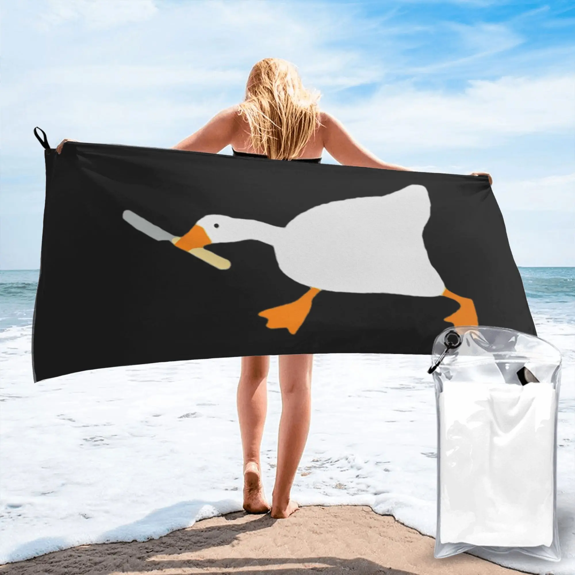 Goose with knife - Peace was never an option Beach Towel Soft Microfiber Quick Dry Absorbent Quick Towels For Swimming