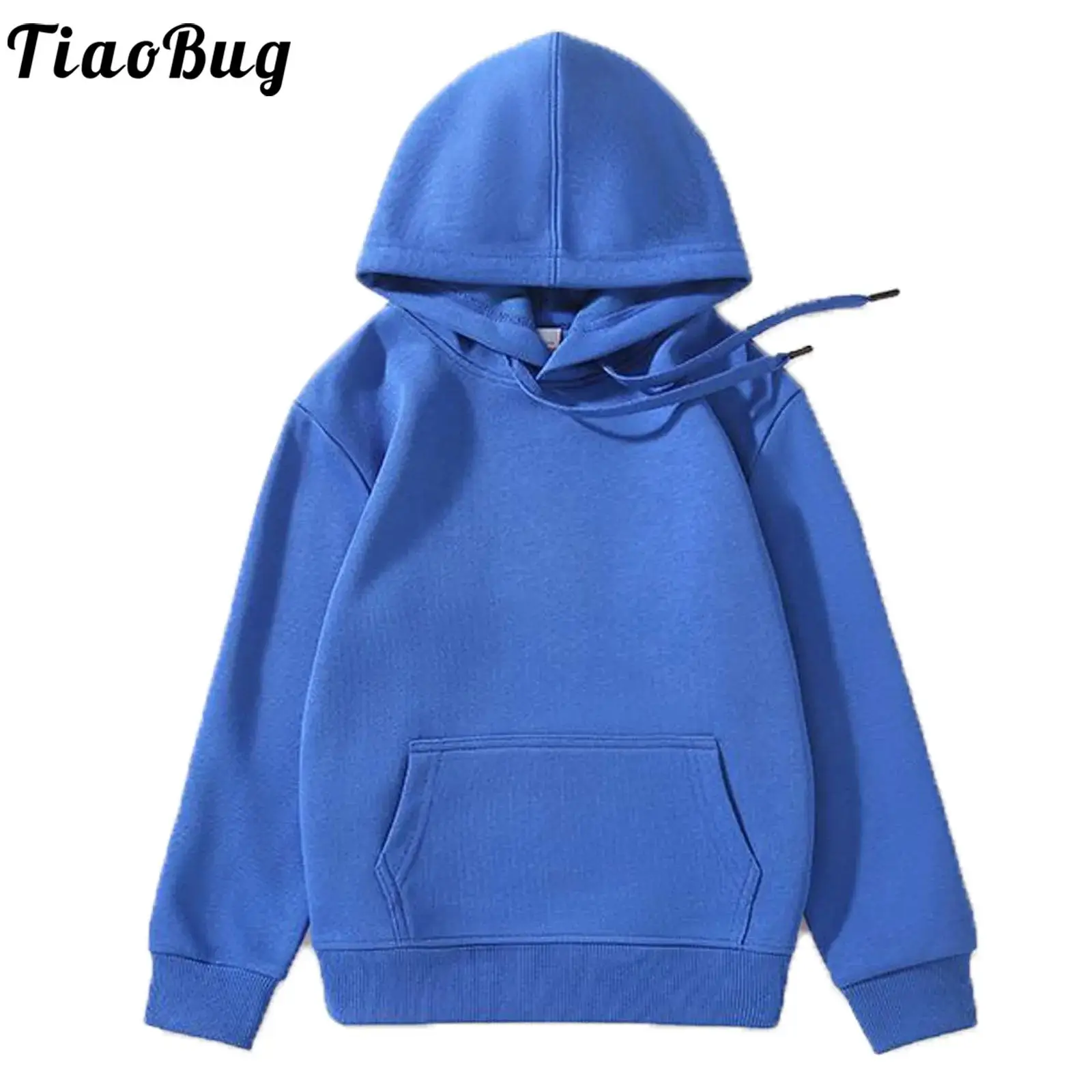 Autumn Kids Girls Boys Long Sleeve Hoodie Unisex Children Casual Solid Color Drawstring Hooded Sweatshirt with Pocket Camping