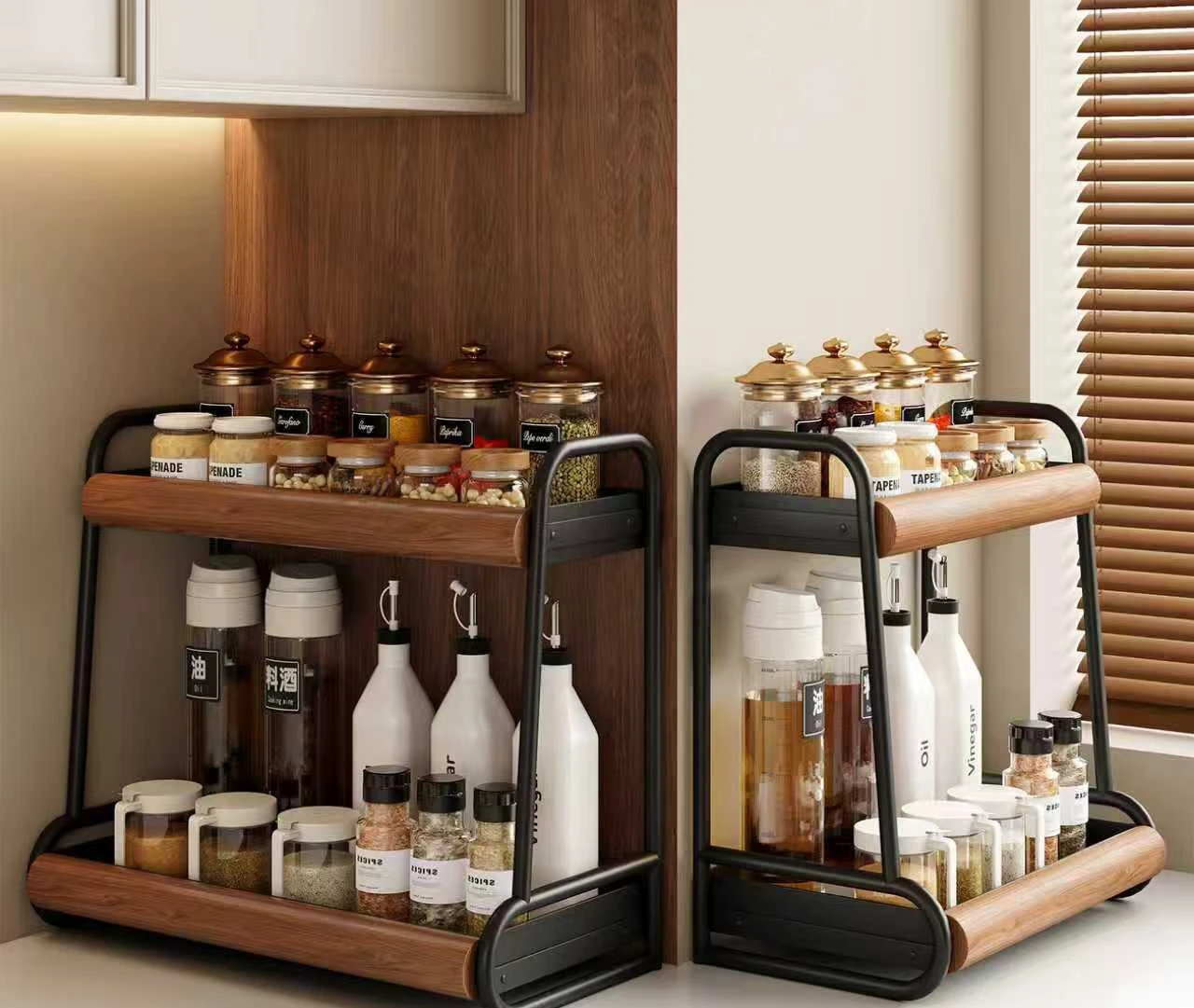 

Kitchen Seasoning Rack, Countertop Condiment Rack, Household Multi-functional Oil, Salt, Sauce and Vinegar Bottle,