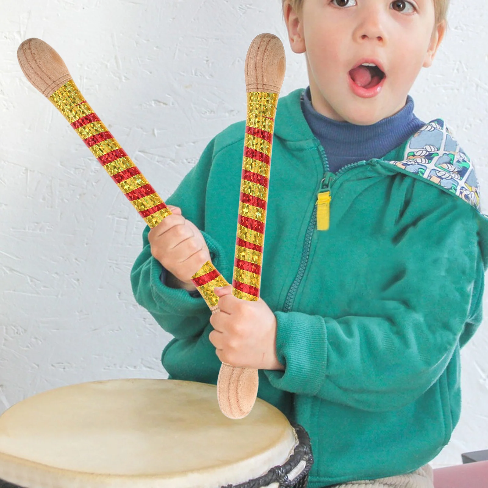 

2pcs Wooden Drumsticks For Kids Adults Multi Colored Beginner Practice Performance Stable Striking Drum Sticks Bulk Instrument