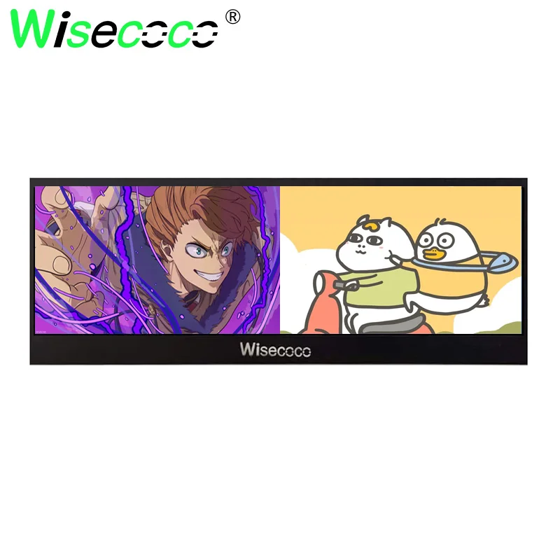Wisecoco Layar LCD Multi Jendela 14 Inci Layar Strip Panjang 4K Layar 60Hz Port USB Tipe C Monitor Multimedia Monitor LCD