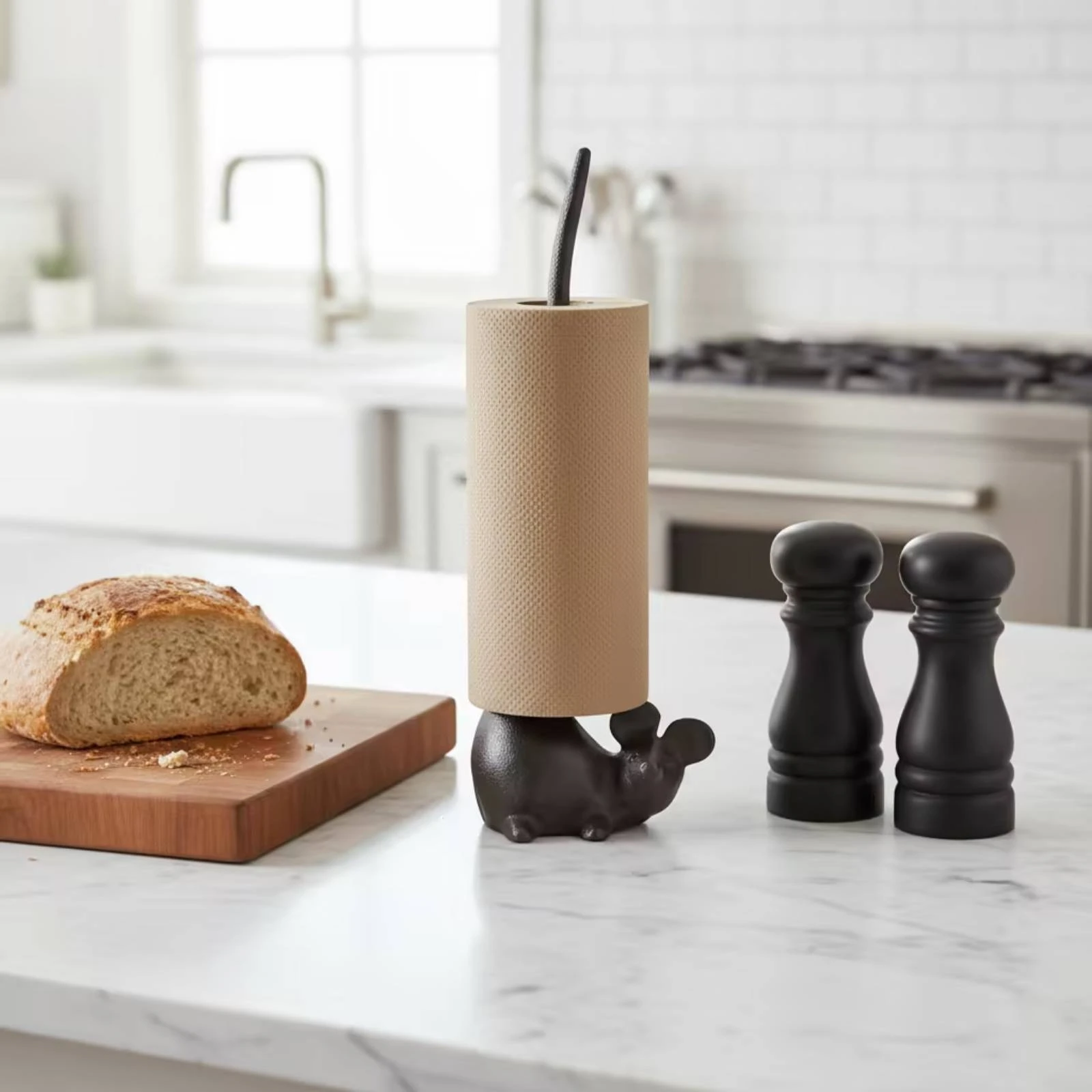 Porte-serviettes en papier décoratif avec base lestée, stable et robuste pour la cuisine, le comptoir