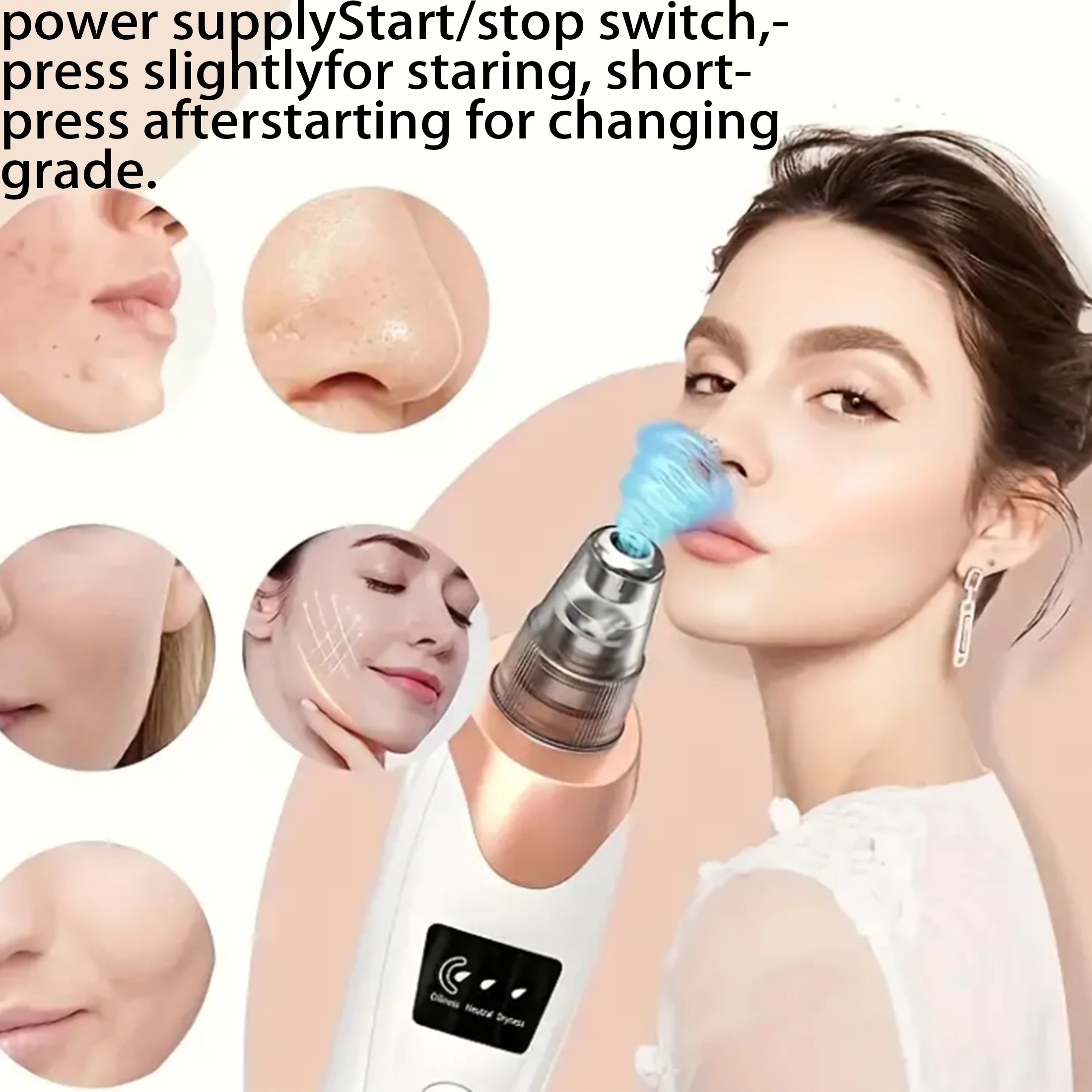 Aspirador de pó elétrico de poros, removedor de cravo recarregável USB, tratamento de acne com circulação de água, ferramenta de extração de cravo.