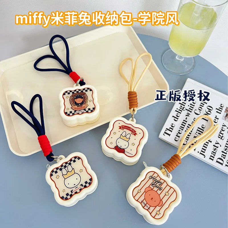 New Cute Miffy Zero Wallet Academy Wind Kawaii Boris Silicone Mini Earphone Storage Bag Keychain Small Wallet