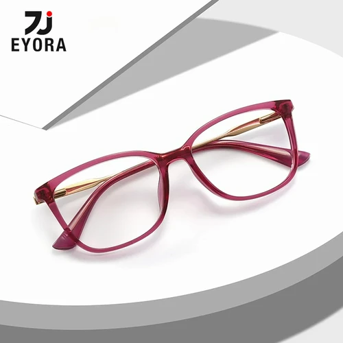 Imagen 1 del producto EYORA gafas graduadas progresivas para mujer, gafas de lectura fotocromáticas simples y geométricas pequeñas rosas antiluz azul para miopía