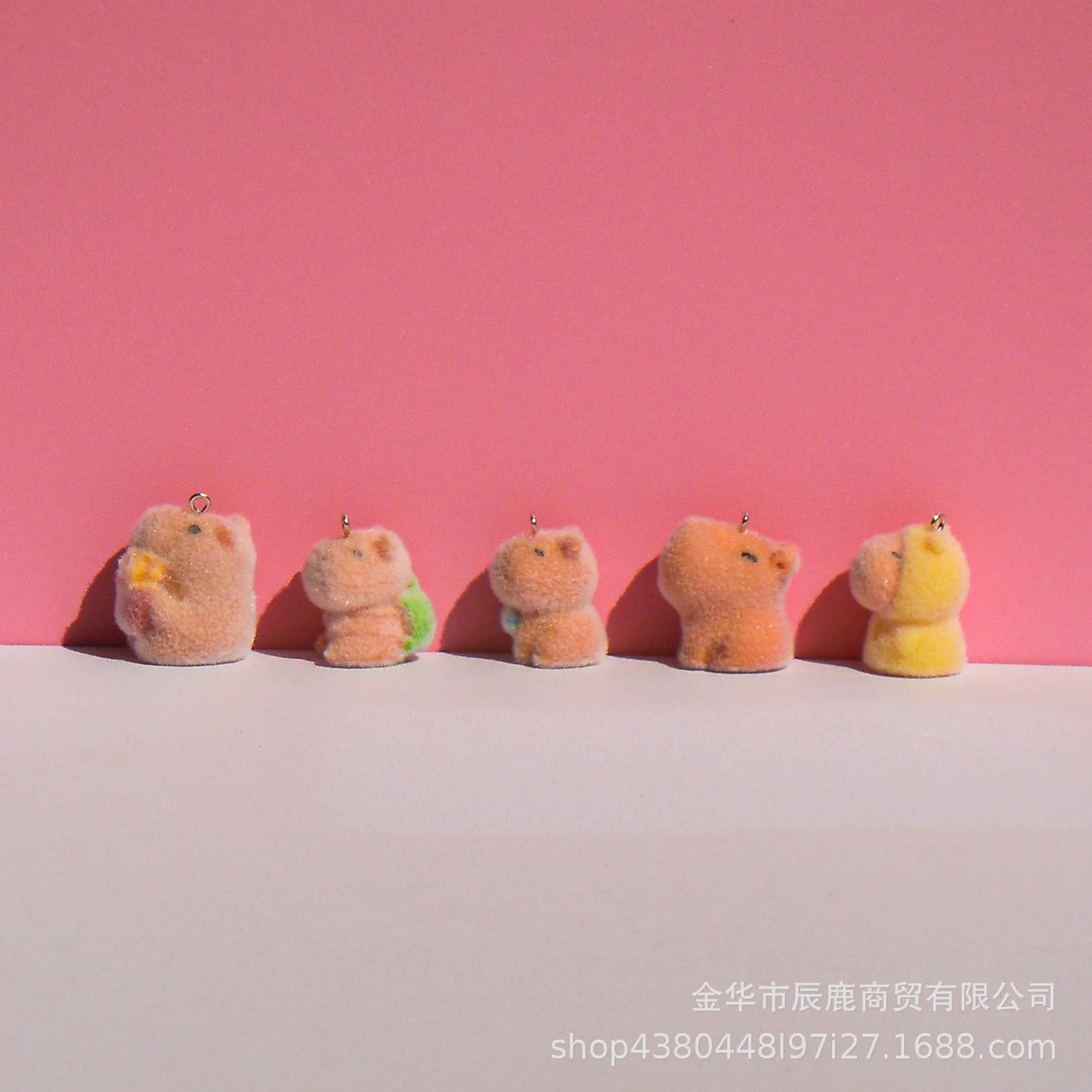 20pcs 3D Flocking Cute capybara Doll Cartoon Animal Resin Charms For Keychain Necklace Earrings Making DIY Jewelry Accessories