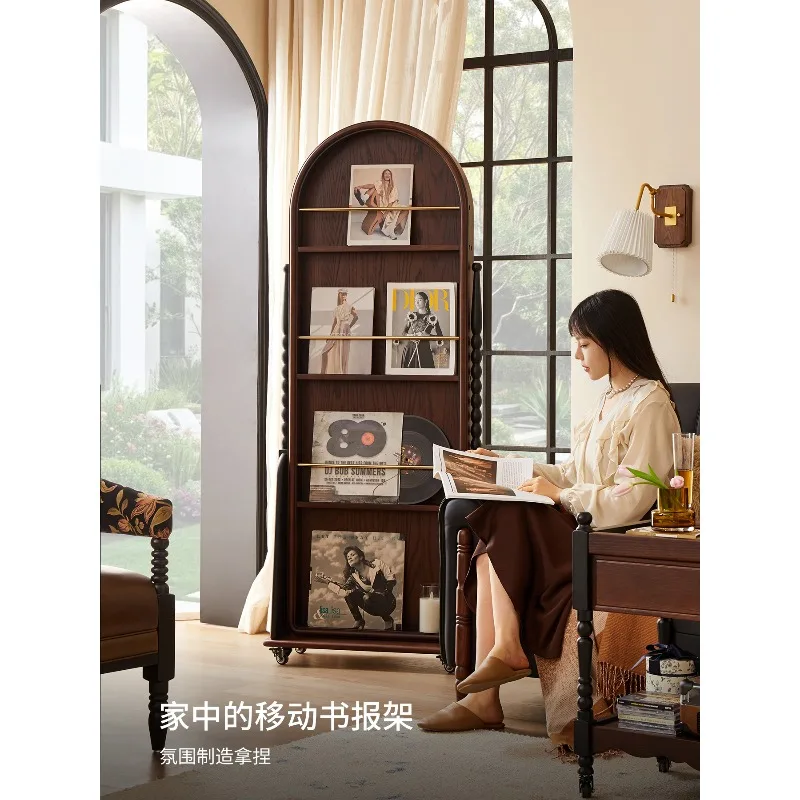 

French retro solid wood removable full-length mirror small apartment living room home