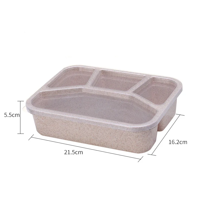 Microwave Lunch Box4 Grids Wheat Straw Dinnerware Food Storage Container Children School Portable Bento Box BPA Free Kids Tools