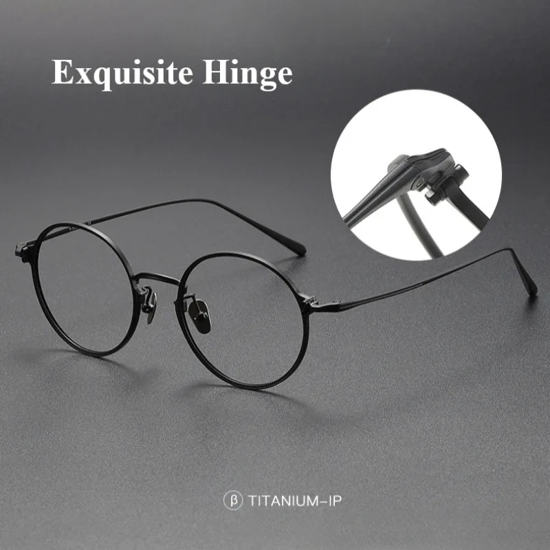 Pure Titanium Eyeglasses Frame Retro Large size Round Ultra-light literary Myopia Optical Glasses Men Women Korean eyewear 2025