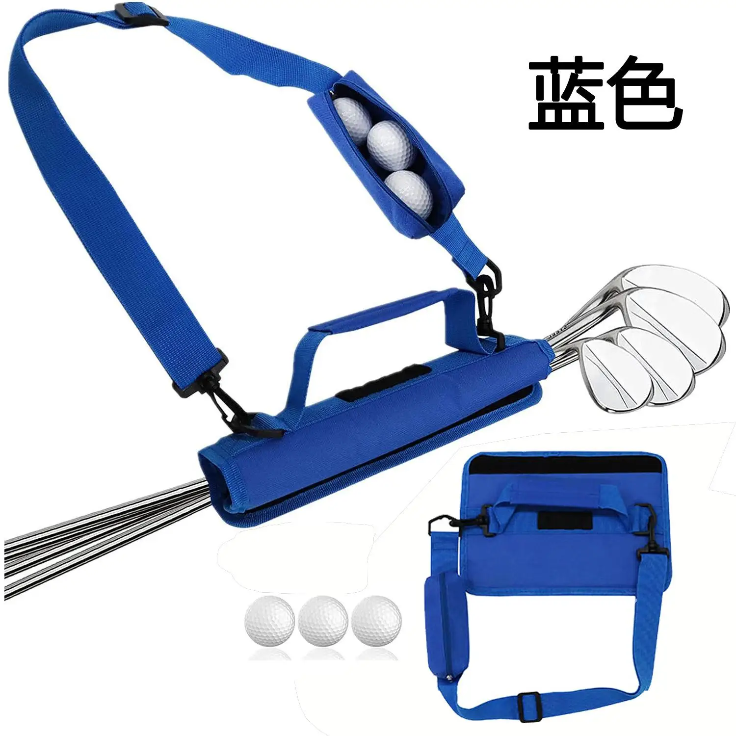 

Portable Mini Golf Club Bag with Ball Holder Hand Grip Type Practice Green Bag Polyester Golf Gun Case