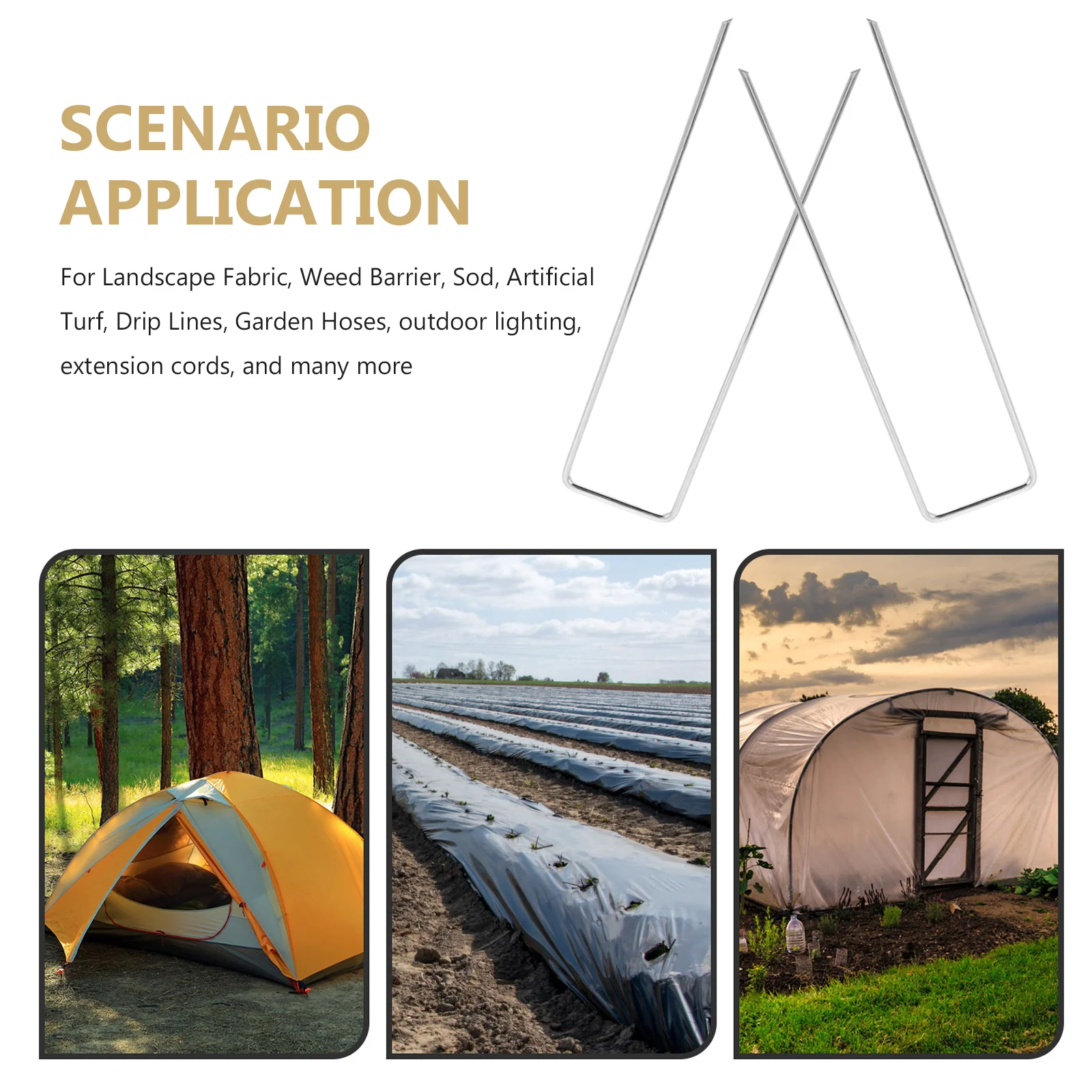 

50Pcs Plant Fixing Staples Heavy Duty Galvanized 6 Inch 11 Gauge Reusable Landscape Fabric Sod Lawn Garden Pegs Stakes Edging