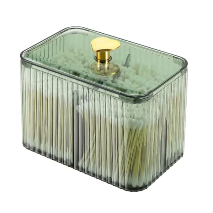 

Acrylic Qtip Holder, Bathroom Jars With Lids Set, Apothecary Jar Dispenser For Cotton Ball, Swab, Round Pads, Floss