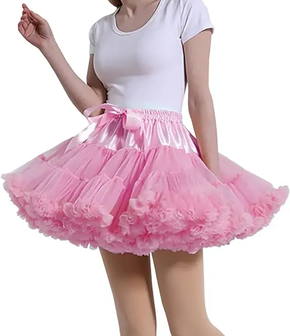 Petticoats for Women Tutu Skirts Elastic Waist Chiffon Princess Soft Ballet Dance Cosplay Lolita Fluffy Skirt