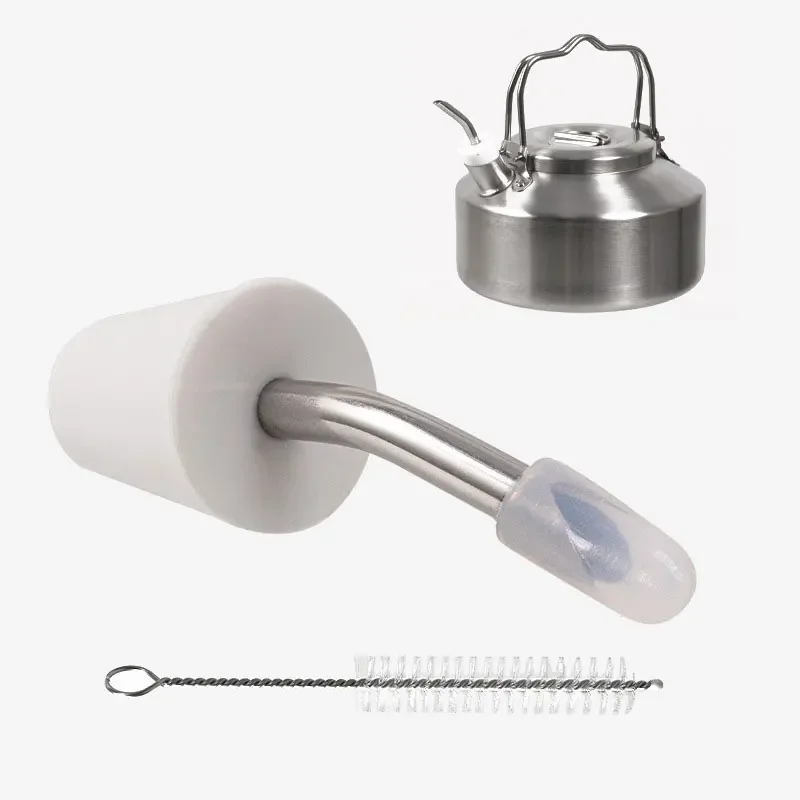Coffee Kettle Teapot Nozzle, Extended Kettle Spout Corrosion Odorless Stainless Steel Outdoor Kettle Spout with A Spout Brush