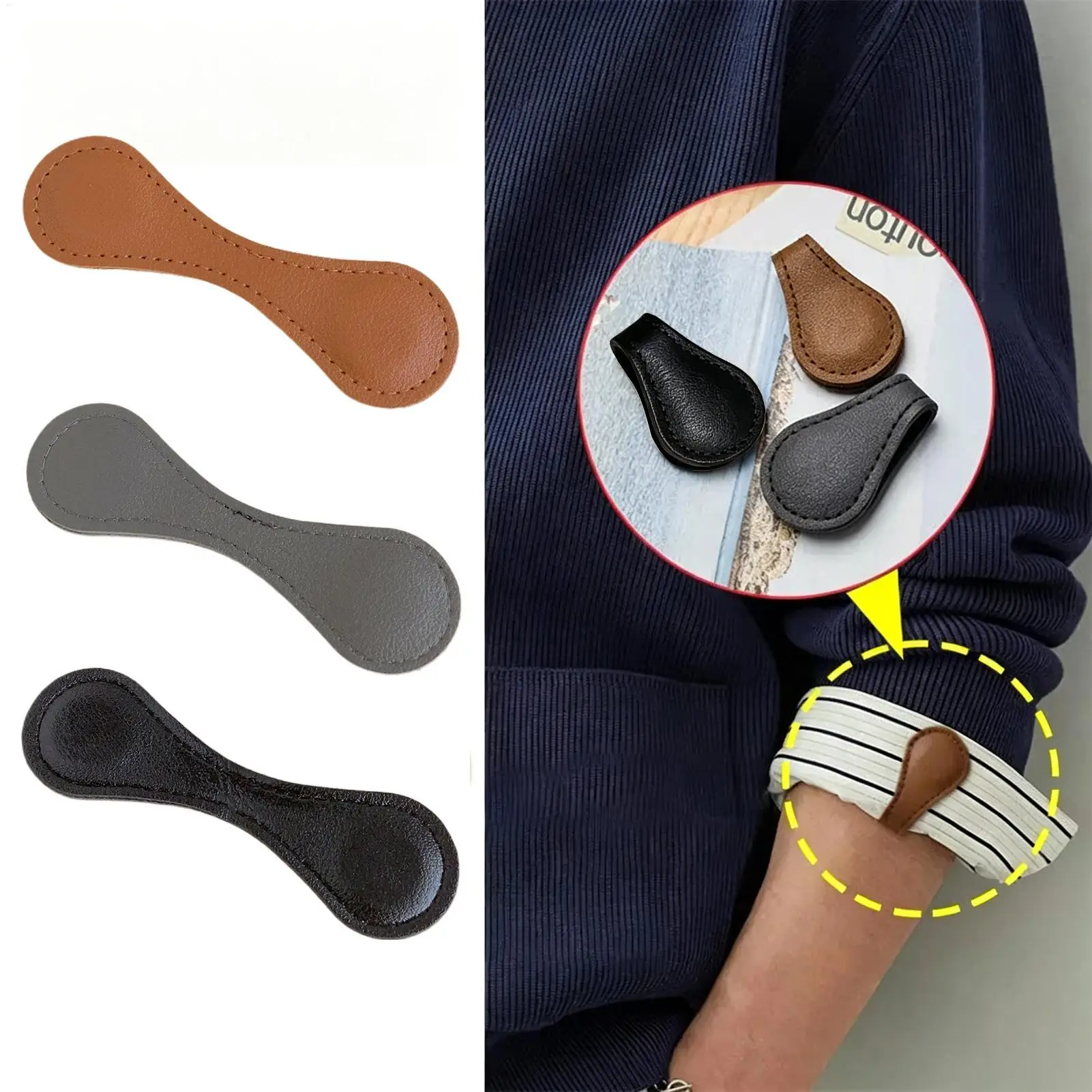 2Pcs No-Sew Magnetic PU Leather Clips Anti Sweeping Fix Cuffs Trouser Legs Scarves Strong Magnetic Hold Shortening Artifact