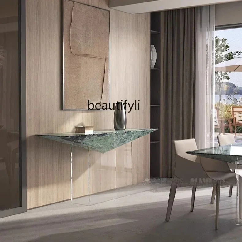 

2 yj15 Italian minimalist entrance table light luxury entrance cabinet against the wall marble acrylic entrance table customizat