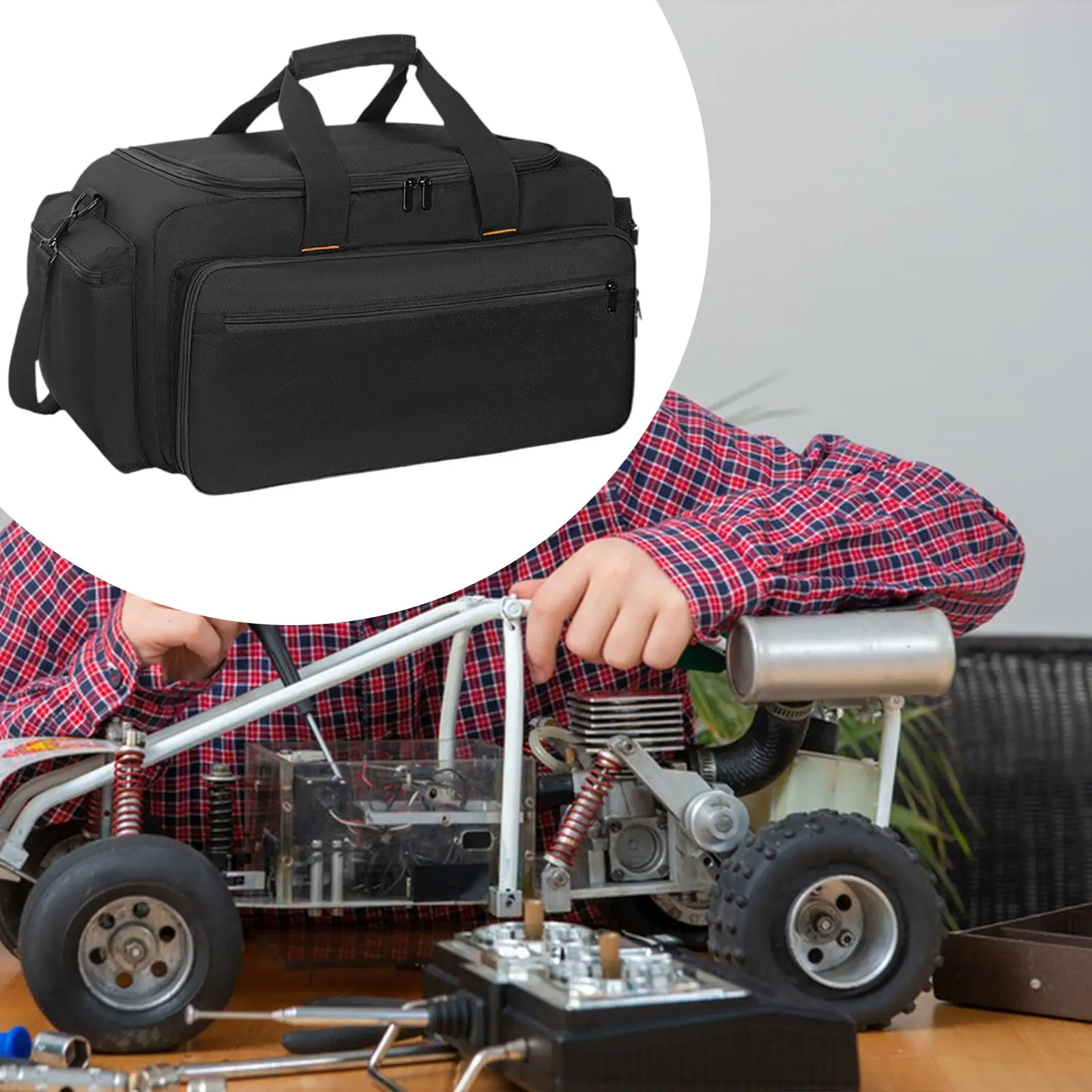 

RC Car Storage Bag Multipurpose Adjustable Shoulder Strap Polyester for Tools and Accessories Multi Pocket Warehouse Tool Tote