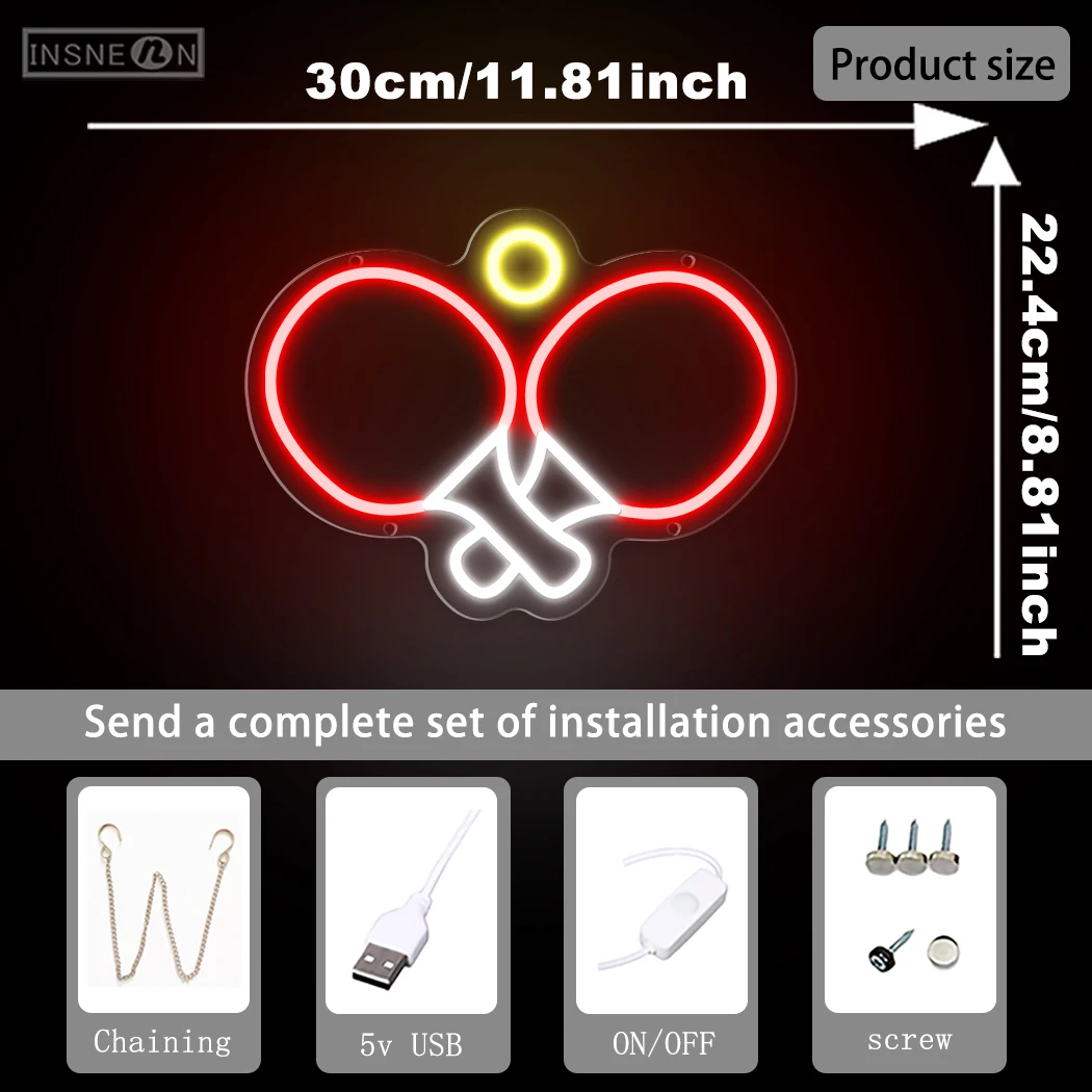Неоновые вывески для настольного тенниса, светодиодные коммерческие вывески для стадиона, тренажерного зала, настольного тенниса, клуба, украшения стены молодежной комнаты, неоновые огни