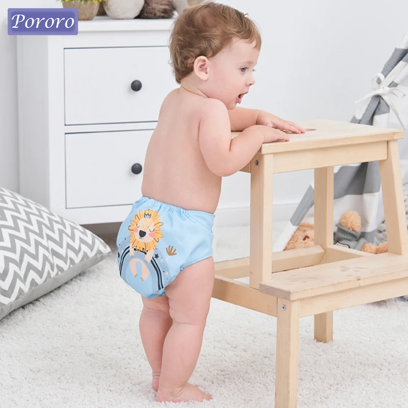 

Baby Eco-Friendly Nappy Washable Diaper Cover Waterproof Reusable Cloth Diaper Cartoon Lion Style Print Fashion fralda de pano