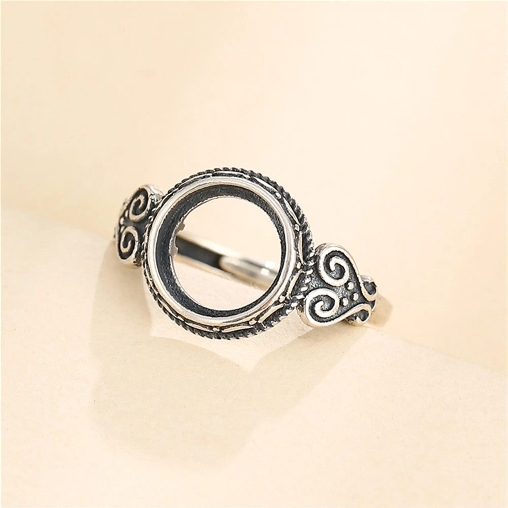 925 Silver Adjustable Ring Blank for 8x12mm/9x11mm/10x14mm/12x16mm Oval Cabochon or 9x9mm/12x12mm Round Cabochon