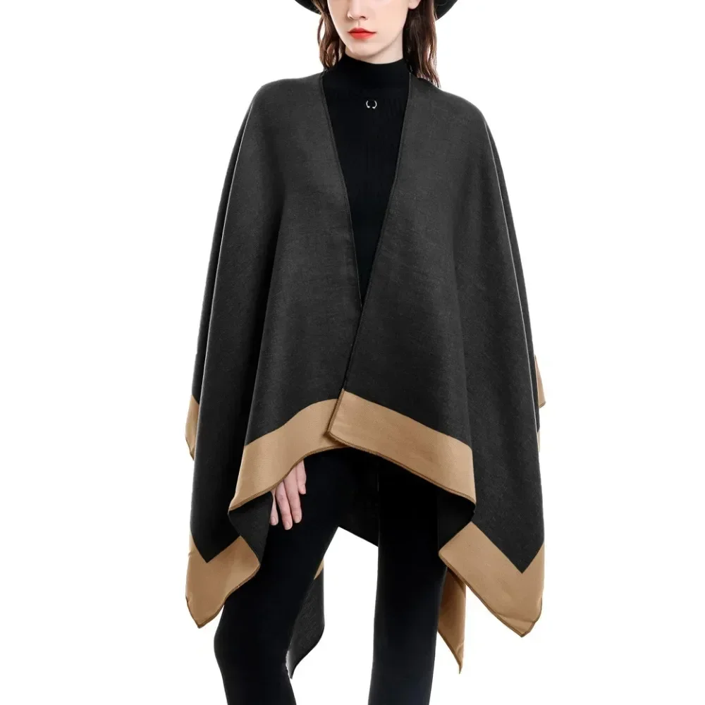 Women\'s Shawl Wrap Poncho Sweater Open Front Cape for Fall Winter