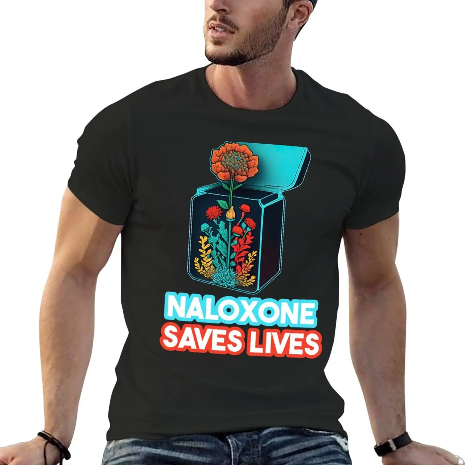 

naloxone saves lives T-Shirt graphic t shirt vintage boys whites t shirts for men