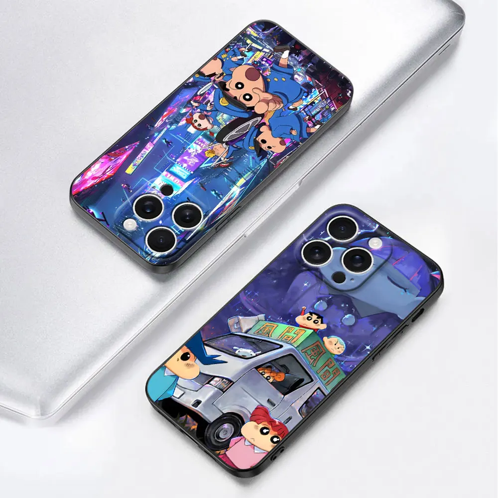 Black Soft Case For Xiaomi 17T 15T 14T 13T 10T Mi 11 Lite 5G NE 11T Pro Cover TPU Mobile Phone Coque Cartoon Crayon Shin Chan view 5