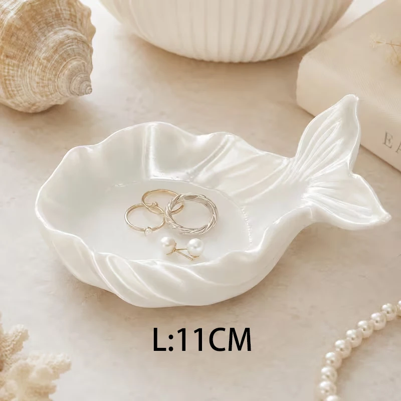 3D Printed Mermaid Tail Jewelry Tray Nautical Aesthetic Dresser Ring Storage Dish Decorative Ornament Tabletop Catch