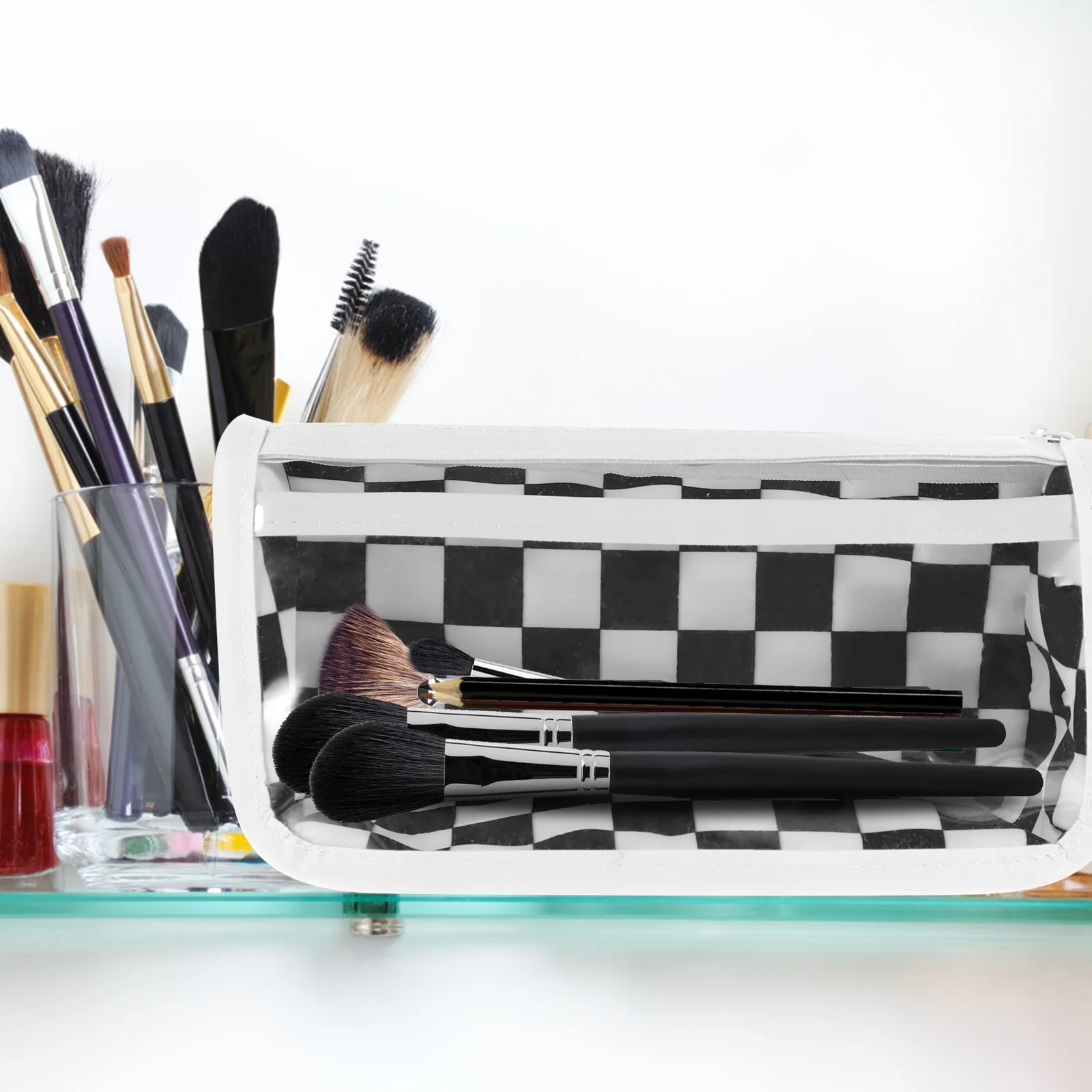 حقيبة أقلام رصاص على شكل شطرنج ذات سعة كبيرة منظم قرطاسية محمول للطلاب مقلمة تخزين اللوازم المكتبية المدرسية #3