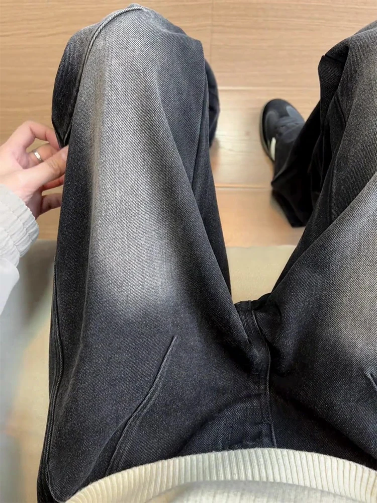 

Bla American Waed Flared Jeans Men's Winter Folded Design High Street Vibe Straight Leg Workwear Pants Casual Jeans