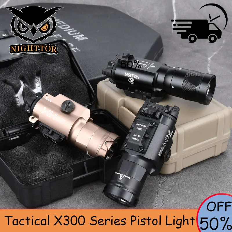 

SF Tactical X300 WADSN XH35 All Metal X300 X300V Ultra X300U LED Strobe Pistol Light Fit 20MM Picatinny Rail Airsoft Equipment