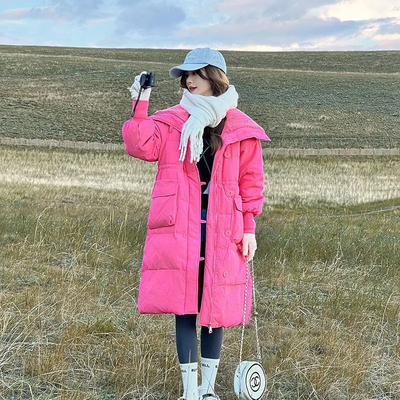 

НОВЫЙ пуховик кофейного цвета, женская хлопковая куртка выше колена средней длины, модная зимняя новая высококачественная куртка 2025 года