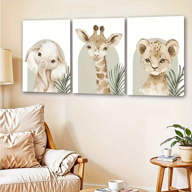 3 قطع، لوحة قماشية بدون إطار ثنائية الأبعاد، مجموعة ديكور غرفة المعيشة مكونة من ثلاث قطع، ديكور الغرفة 3 قطع من البوليستر بدون إطار، Mo #1