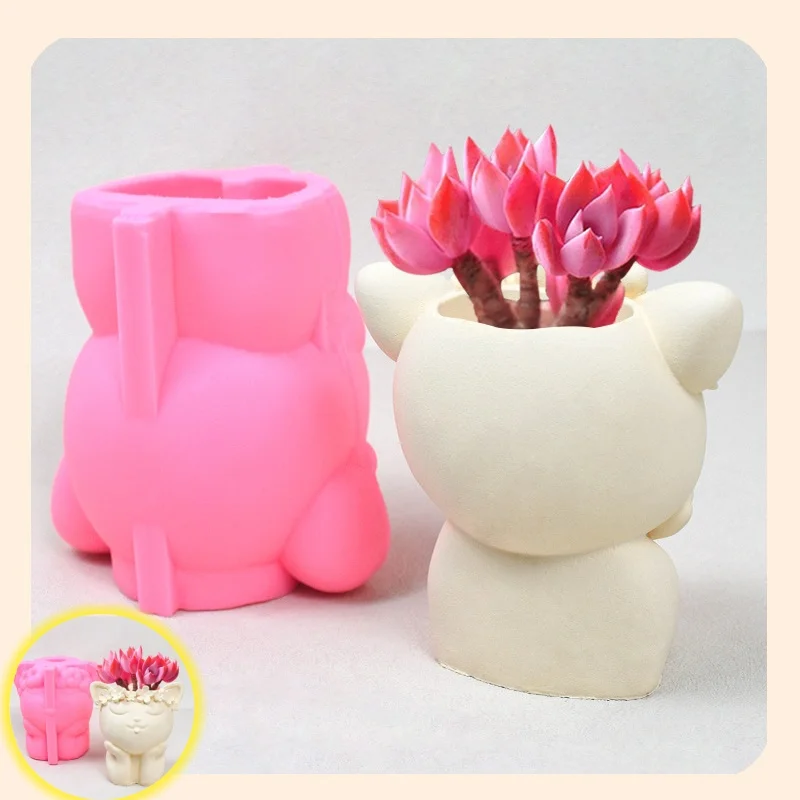 

Милый кот, цветочный горшок, силиконовые формы, форма для гипсового горшка, свеча, чашка, сосуд, цементные поделки, инструменты для изготовления, новые формы для хранения