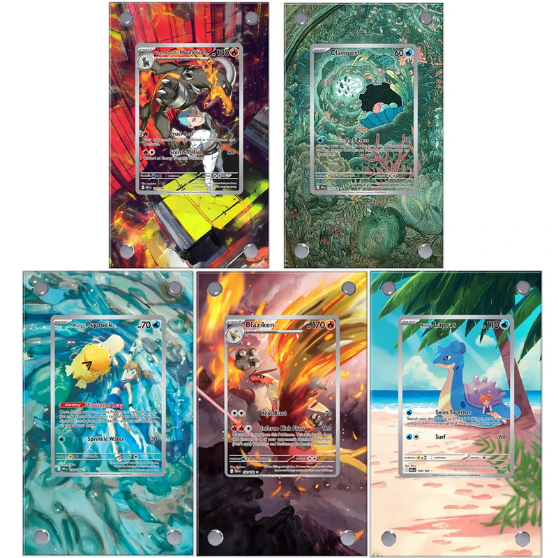 

Pokemon Psyduck Lapras Houndoom Extended Art Display Case Collection Card Extended Painting Psa Anime Display Rack Excluding