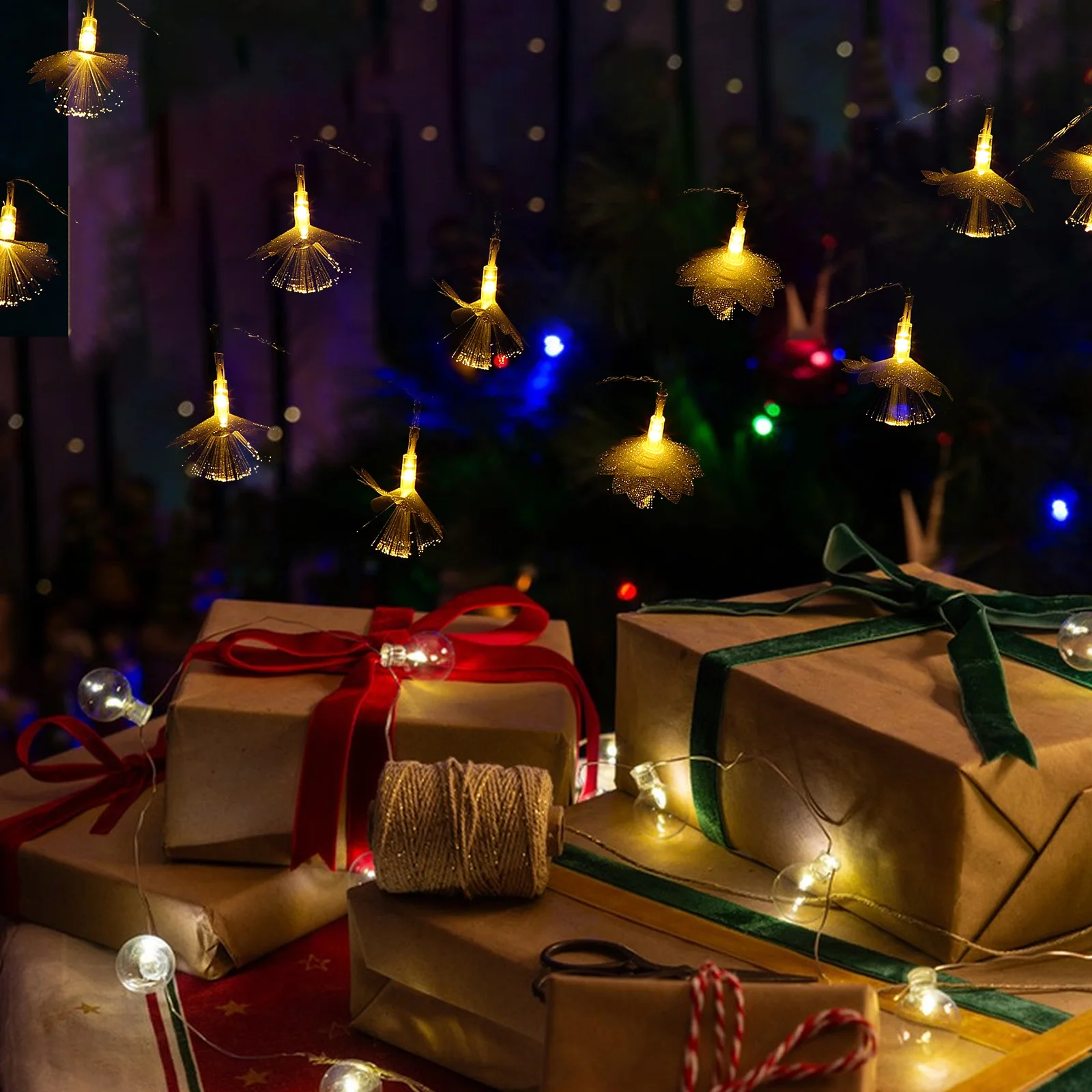 سلسلة أضواء زهرة الألياف البصرية Led إكليل الزهور تعمل مقاوم للماء لحفلات الزفاف في الأماكن المغلقة والخارجية #3