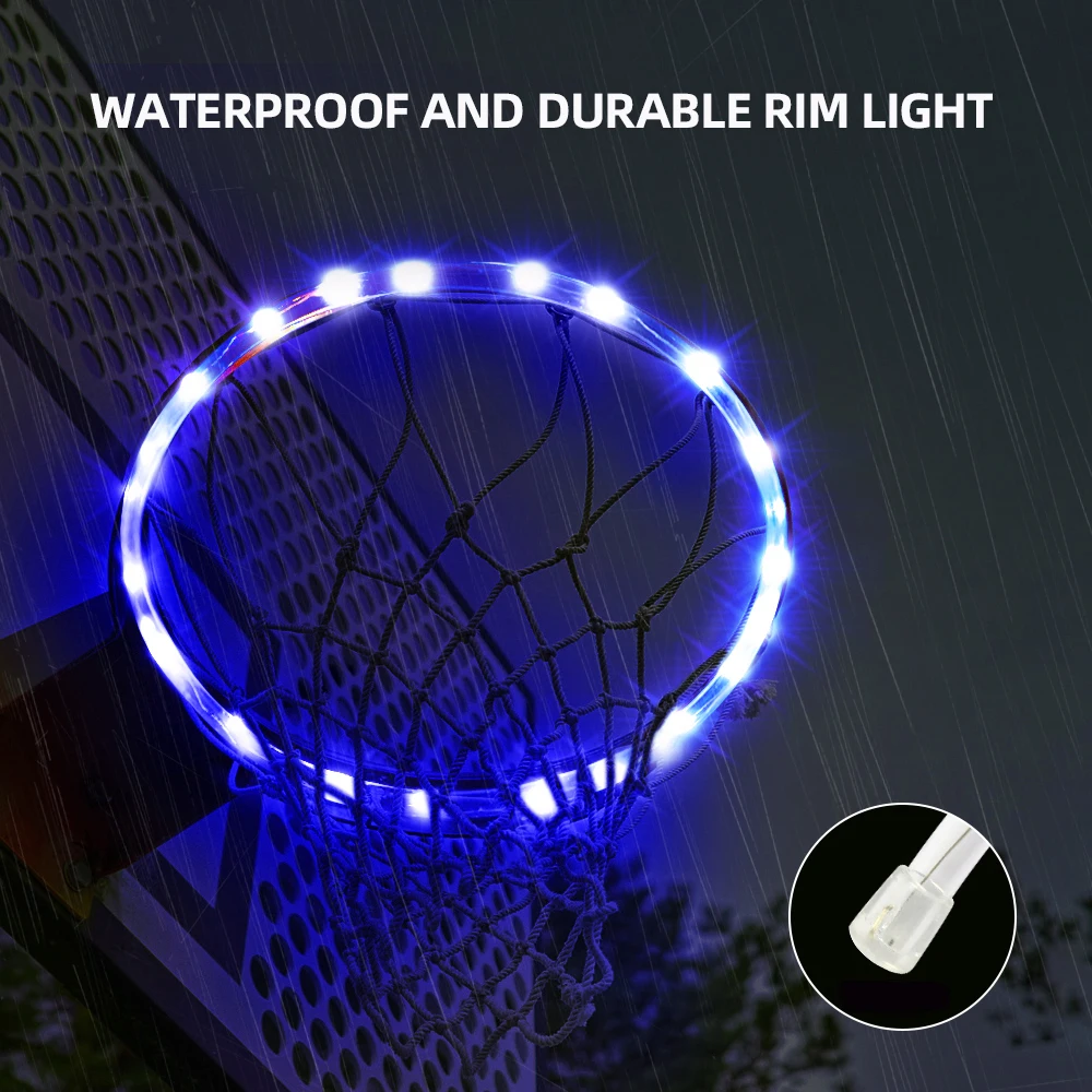 Imagem -03 - Rgb Led Basketball Rim Faixa Luz Alimentado por Bateria Controle Remoto Tiro Basquetebol Hoop Decoração Lâmpada da Noite ao ar Livre 1.5m