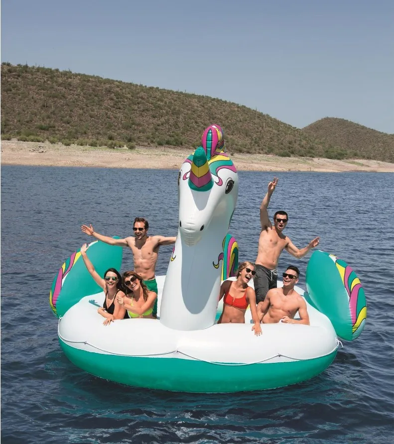 

5.90x4.04cm Inflatable Giant Pegasus Island Playing Water Pool Floating for 6 Persons