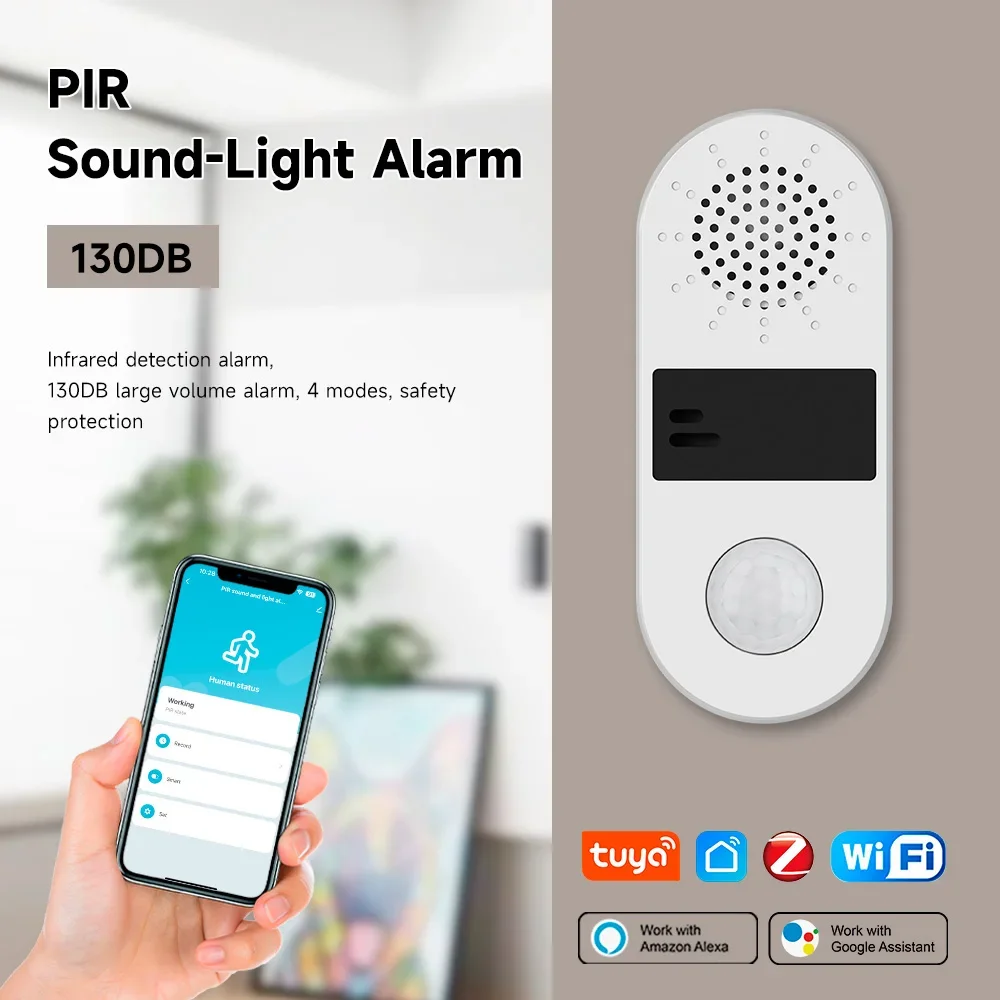 

Newest Tuya Wifi Sound&Light Alarm PIR Motion Sensor Human Body Movement Smart Home Security Protection Work With Smart Life