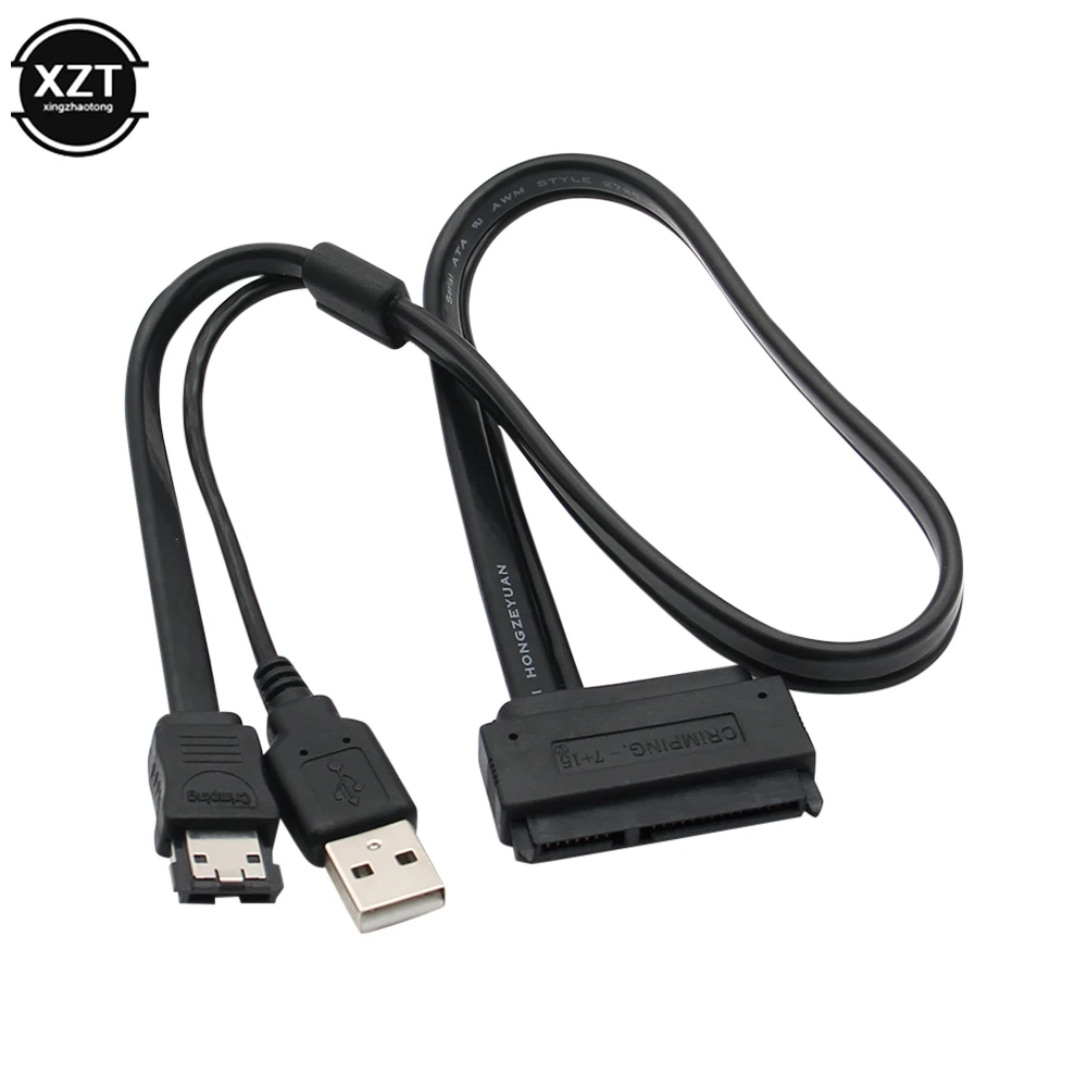 Adaptador de cabo USB alimentado para disco rígido, conversor de laptop, uso para HDD 2.5 "Driver, 2 em 1, 22Pin para dados eSATA, quente, 50cm