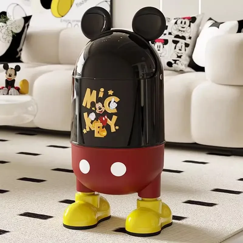 Disney Mickey Cartoon Trash Can Creative Living Room Household Covered Garbage Storage Trash Can Ornaments Household Products