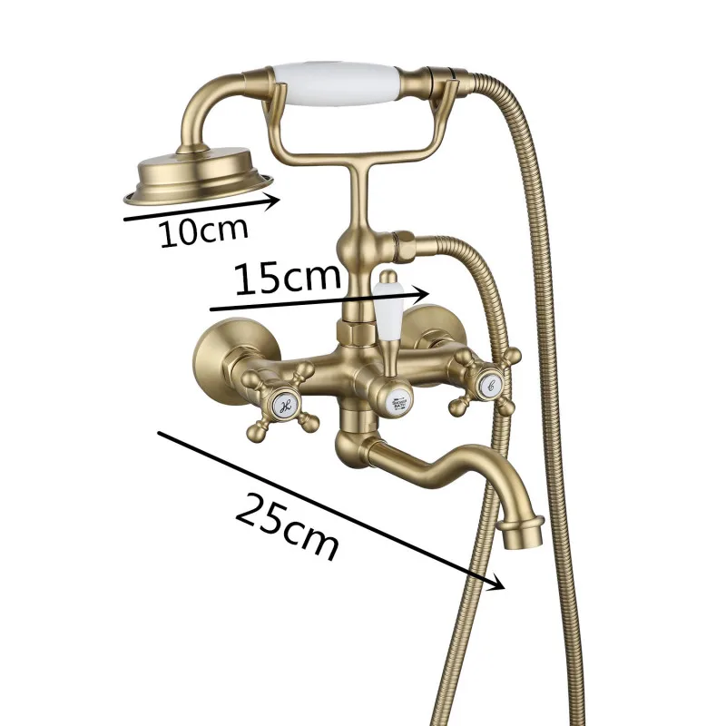 Bathroom Bathtub Faucet Set Wall Mounted Brush Gold Classical Brass Shower Faucet Set Chrome Gold High Quality American Style