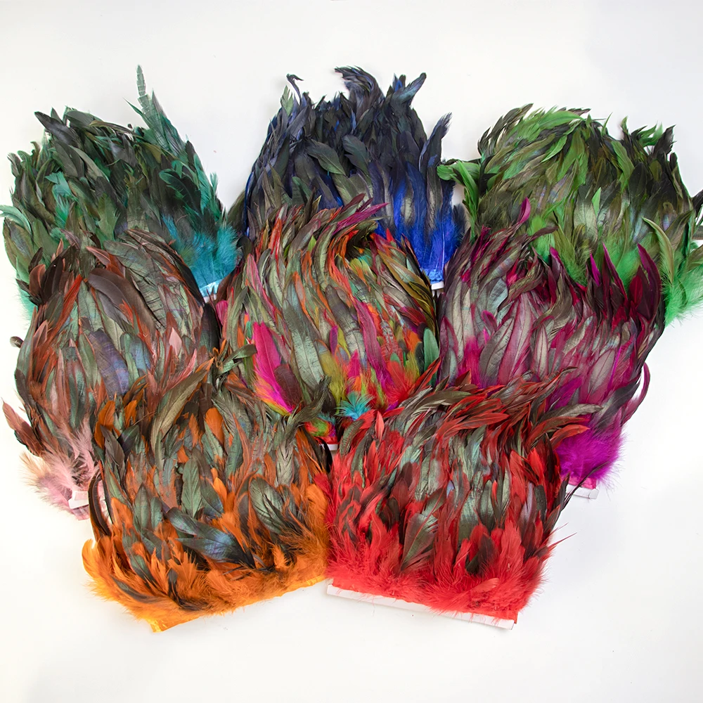 15-20cm Natural Chicken Rooster Tail Feathers Trims 5-10Meters For DIY Wedding Dress Costume Party Stage Decoration Accessories